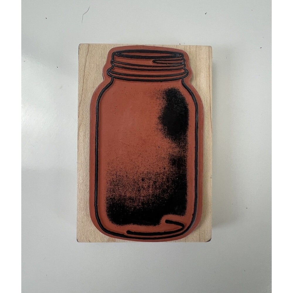 Inkadinkado Mason Jar Wood Stamp for Arts and Crafts, 2.75'' W x 4'' L Wooden